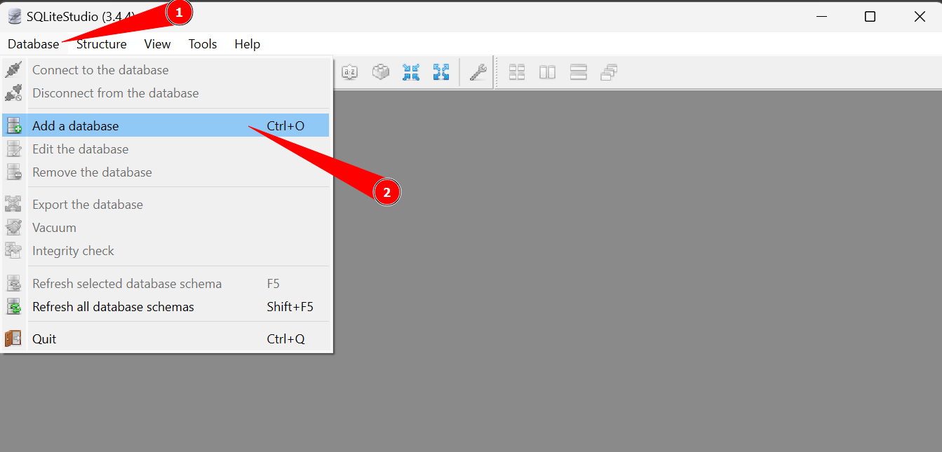 SQLite Studio Add Database 1